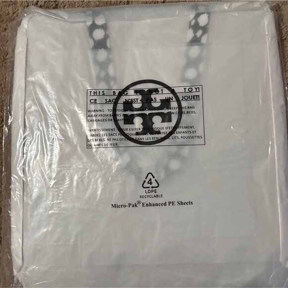 New Tory Burch Colorblock Logo Navy Snow Leopard Canvas Tote Bag Navy Green M - Picture 10 of 10